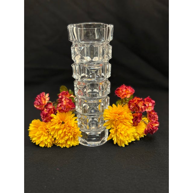 1960s Vintage Cristal D’Arques Crystal Cube Vase For Sale - Image 5 of 7