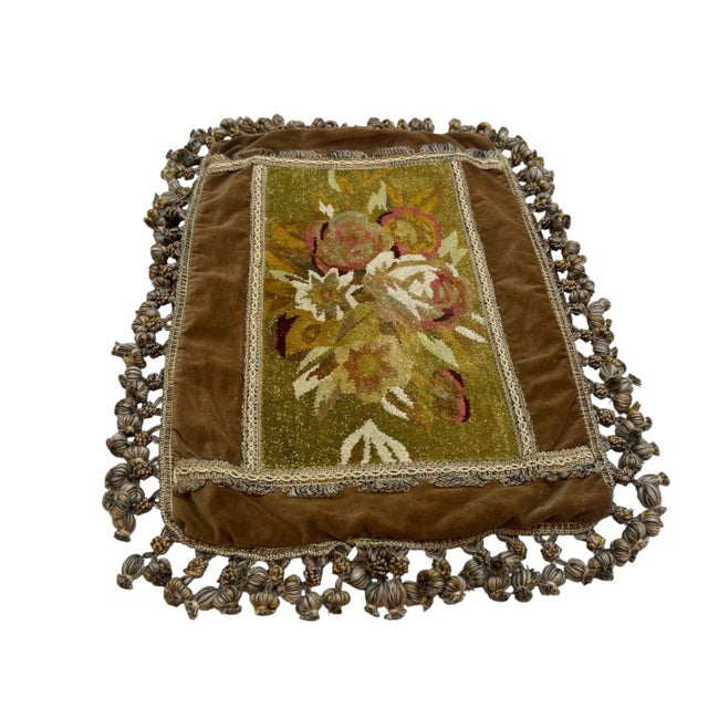 Vintage French Savonnerie-Style Floral Cushion Cover, Wool & Silk, 16" X 24" For Sale - Image 4 of 5