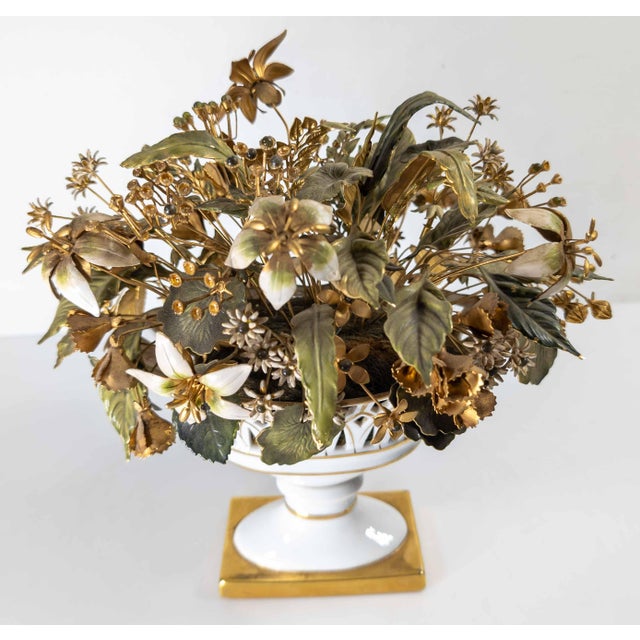 Brass Mid-Century Jane Hutcheson for Gorham Tole Floral Planter or Jardiniere For Sale - Image 8 of 12