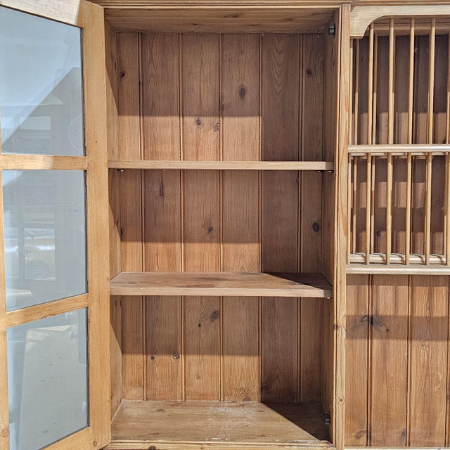 Vintage English Pine Kitchen Dresser With Plate Rack & Wine Storage For Sale - Image 10 of 13