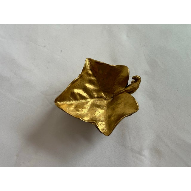 Vintage Brass Set of 4 Oak Leaf Catchall Plates or Ash Trays For Sale - Image 10 of 12