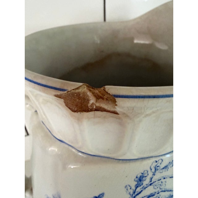 Late 19th Century Antique Blue and White Transferware Pitcher For Sale - Image 5 of 6