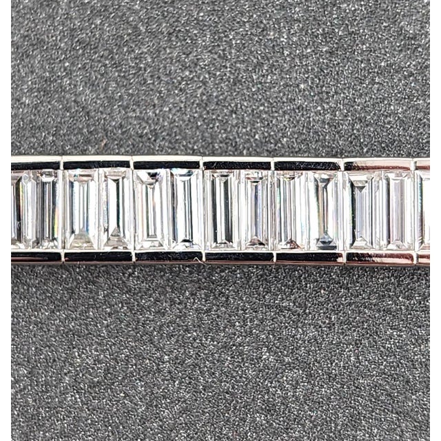 11.00 Ct Channel Set Baguette Tennis Bracelet For Sale - Image 4 of 8