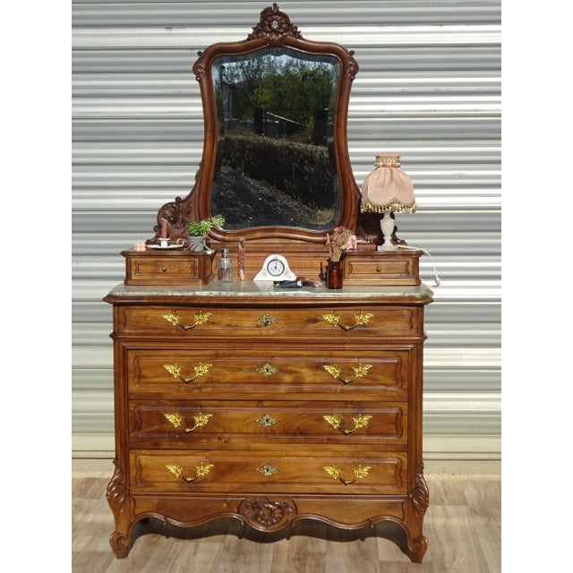 Louis XV Style Walnut Dressing Table, 1890s For Sale - Image 4 of 18