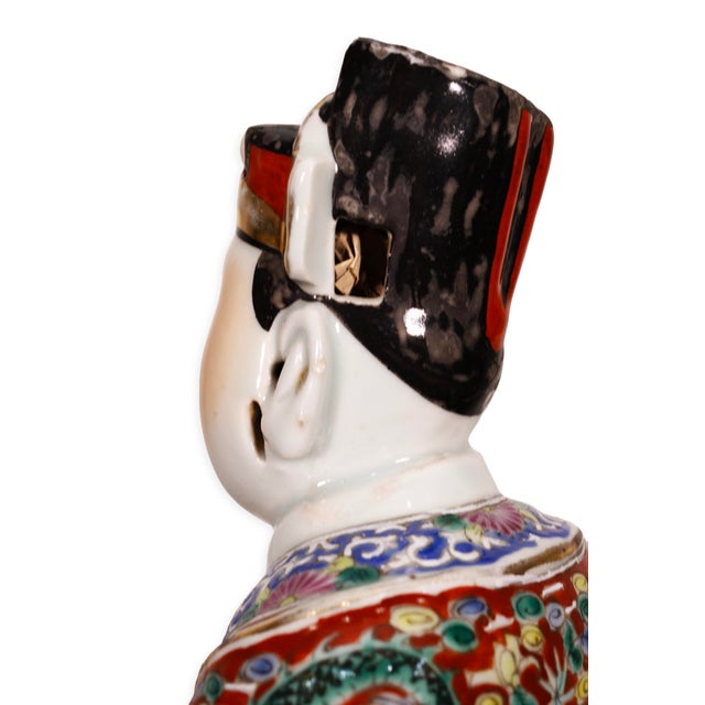 Ceramic Antique Chinese Famille Rose Porcelain Immortal Figurine Sculpture 19th Century For Sale - Image 7 of 9