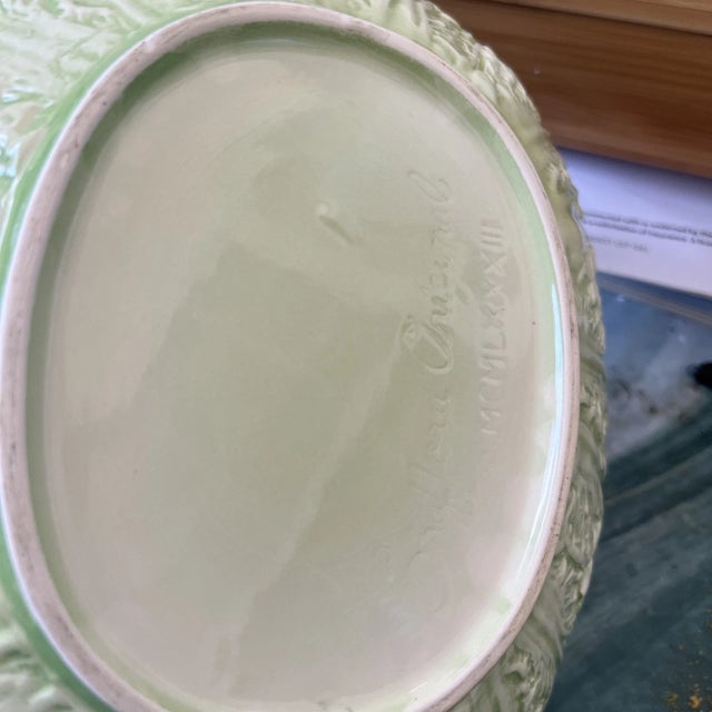 1980s Vintage Shafford “Lemons & Cabbage” Majolica Serving Platter With Bowl For Sale - Image 5 of 6