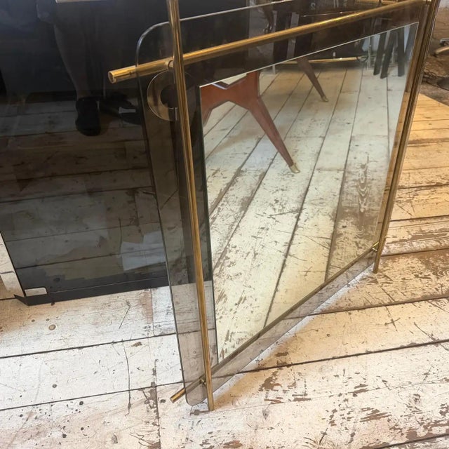 1970 Mid-Century Modern Smoked Glass and Brass Square Wall Mirror by Renato Zevi For Sale - Image 17 of 18