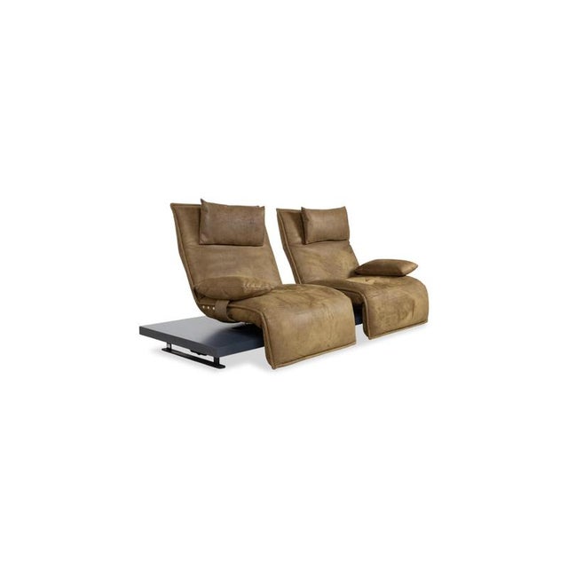Free Motion Epos Leather Two-Seater Olive Green Mustard Electric Function Sofa from Koinor For Sale - Image 4 of 18