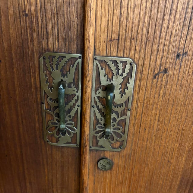 Vintage Japanese Tansu Chest Stacking Cabinet With Fan Motif Sliding Doors For Sale - Image 16 of 18