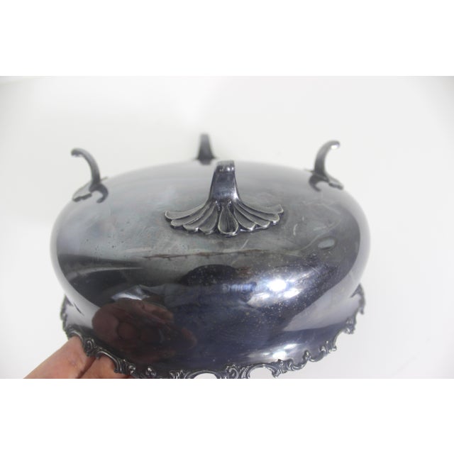 Black Vintage Silverplate Footed Centrepiece Bowl For Sale - Image 8 of 10