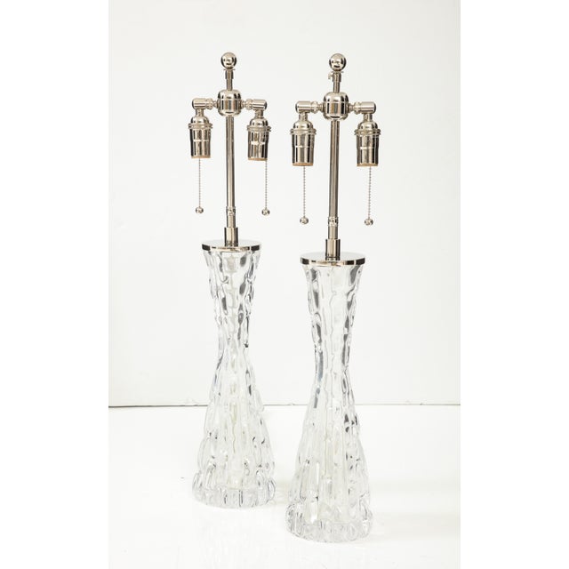 Mid-Century Modern Extra Large 1970's Crystal Lamps by Carl Fagerlund for Orrefors - a Pair For Sale - Image 3 of 10