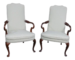 Queen Anne Cherry Shepherd Crook Arm Chairs - a Pair