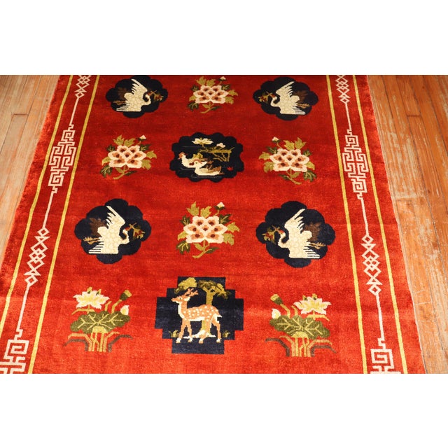 Expressionism Late 20th Century Zabihi Collection Silk Chinese Pictorial Rug - 4'2" x 5'11" For Sale - Image 3 of 8