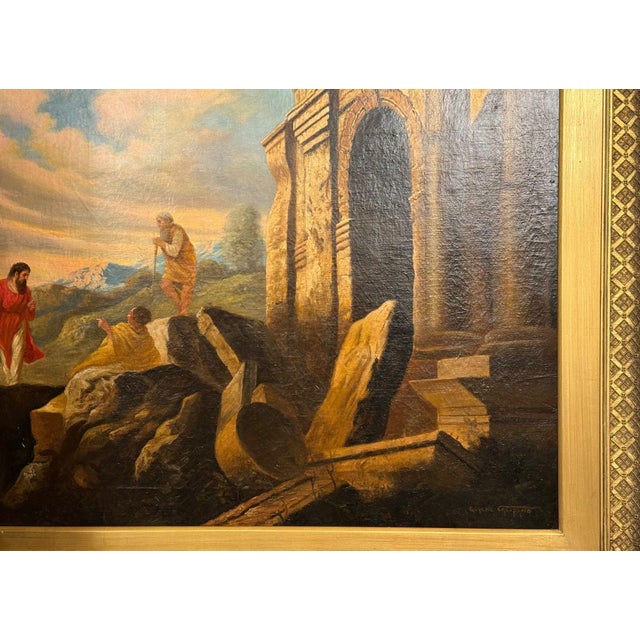 Traditional Eugene Califano Allegorical Scene With Classical Ruins Oil on Canvas. 20th C. For Sale - Image 3 of 13