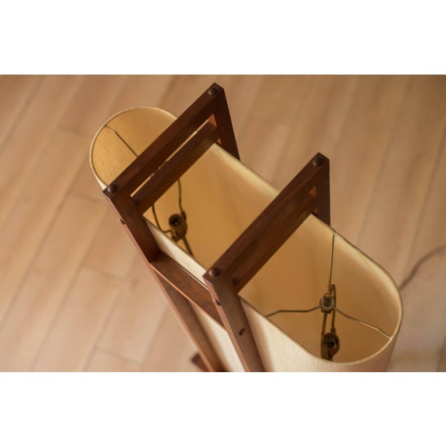 Mid Century Modern Sculptural Walnut and Brass Standing Floor Lamp For Sale - Image 16 of 18