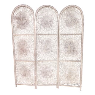 Vintage Coastal Wicker Dividers White Wash Finish For Sale