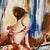 Royal Blue Vintage Impressionistic Rich Colors Ballerinas Oil Painting Signed by Artist For Sale - Image 8 of 12