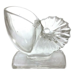 1940's Martinsville Glass Nautilus Seashell Bookend Vase Argonaut Conch Shell For Sale