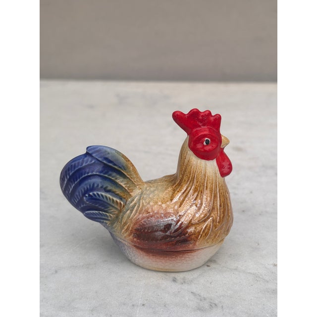 French Country Small French Majolica Rooster Tureen Caugant For Sale - Image 3 of 9