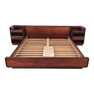 Danish Mid Century Rosewood Finish King Bedframe For Sale