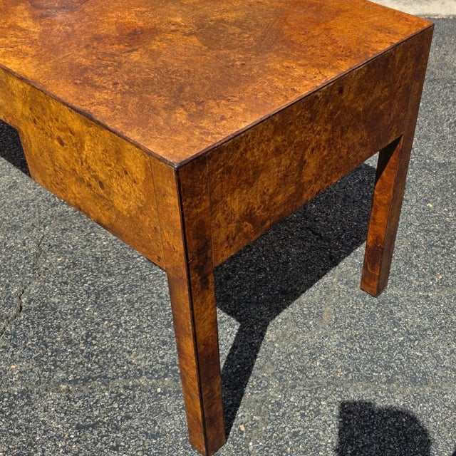 Wood Vintage Burlwood Campaign Style Writing Desk For Sale - Image 7 of 11