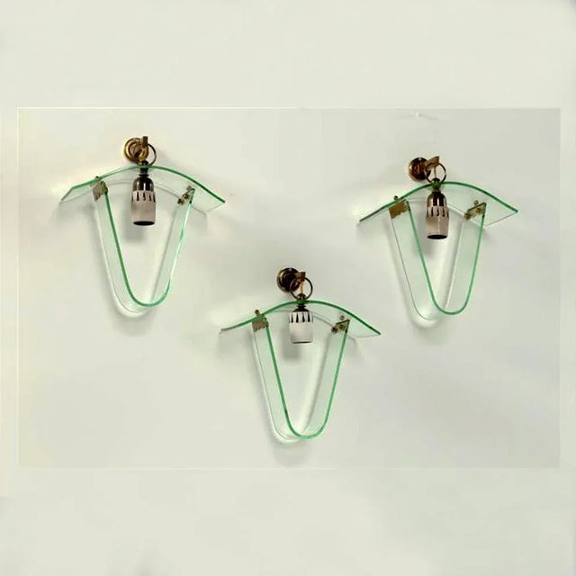 Fontana Arte Sconces by Pietro Chiesa for Fontana Arte, 1940s, Set of 3 For Sale - Image 4 of 17