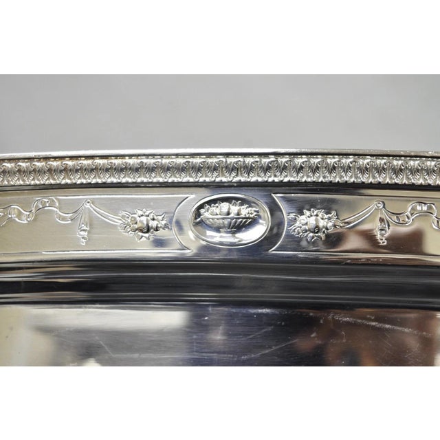 Antique Reed & Barton 04072 English Edwardian Silver Plater Serving Platter Tray For Sale - Image 9 of 14
