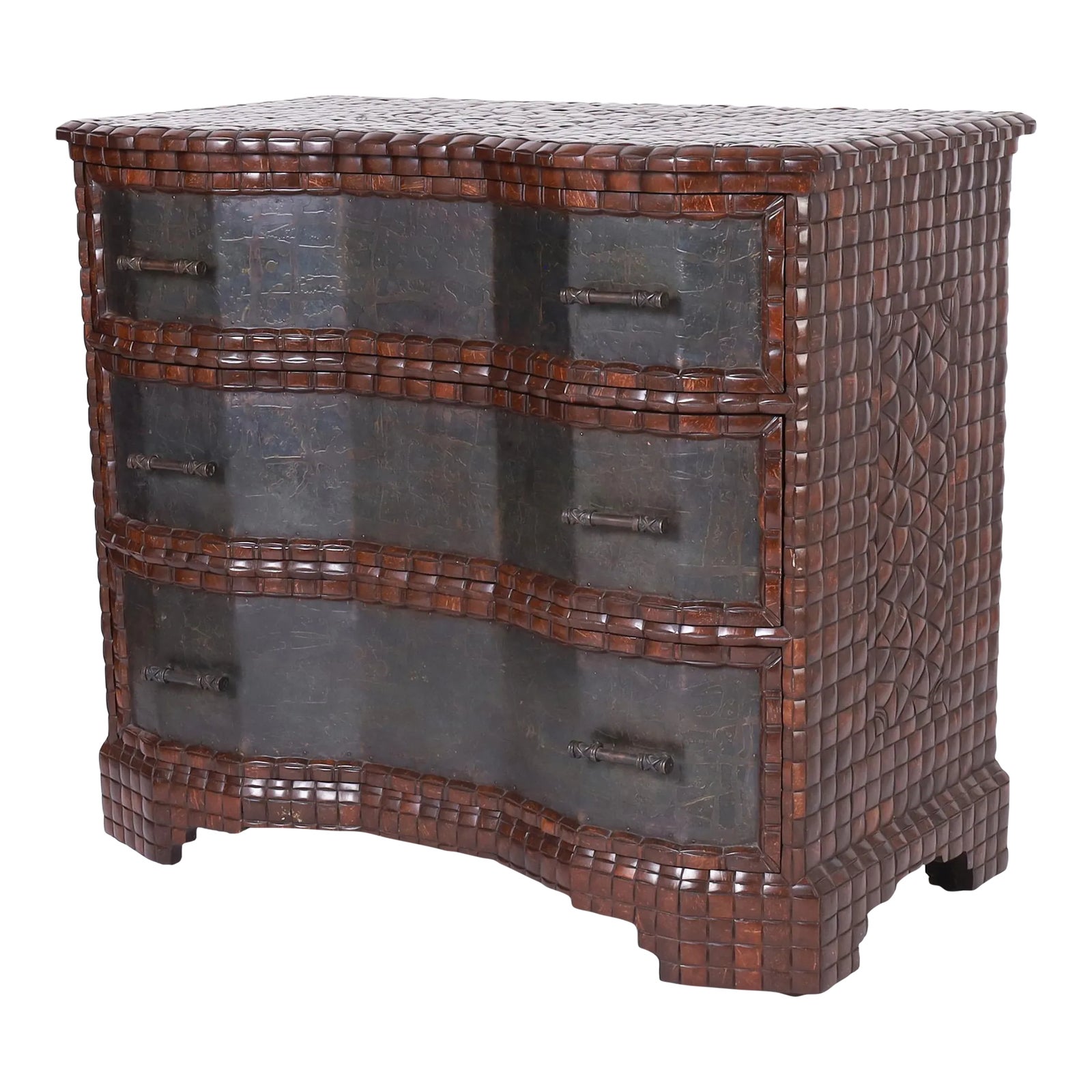 Maitland-Smith Mid Century Coconut Shell Chest of Drawers or Commode ...