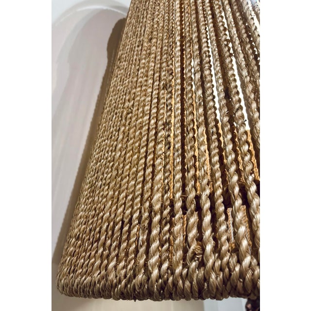 Original retail $2490, stylish Currey & Company Organic Modern Natural Rope Medium Parnell Pendant, showroom floor sample