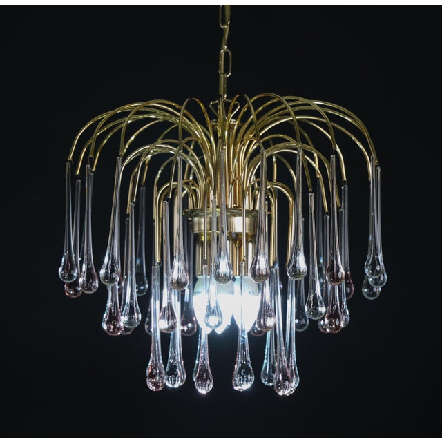 Italian 1980s Lady Grace, Chandelier With Pink and Transparent Pendants, Murano Glass For Sale - Image 3 of 15