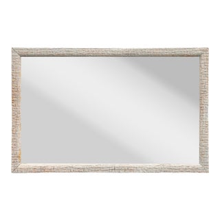Early 20th Century Rectangular Mirror With Geometric Etched Gesso For Sale