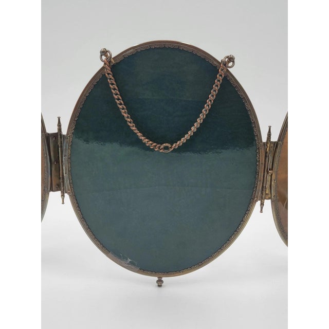 Metal Rare 1800's Victorian Bronze Frame Dancing Couple Triple Hanging Shaving Vanity. For Sale - Image 7 of 12