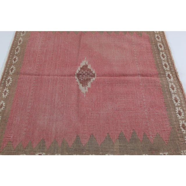 1940s Vintage Red Tones Old Sofrah Floor Kilim Rug For Sale - Image 9 of 12