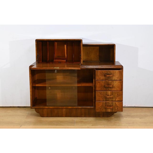 Art Deco Rurka Glass Furniture in Burl Walnut, 1940 For Sale - Image 4 of 18
