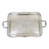 Vintage Sheffield Victorian Ornate Silver Plated Serving Platter Tray For Sale