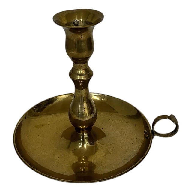 Vintage Brass Finger Loop Candlestick Holder For Sale