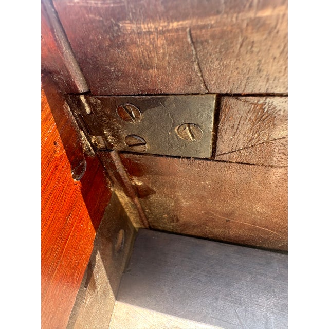 Antique Federal Sheraton Mahogany Drop Leaf Pembroke Table Inlay Brass Casters For Sale - Image 12 of 14