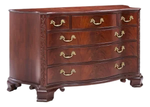 Baker Stately Homes Chippendale Serpentine Mahogany Bachelors Chest Dresser
