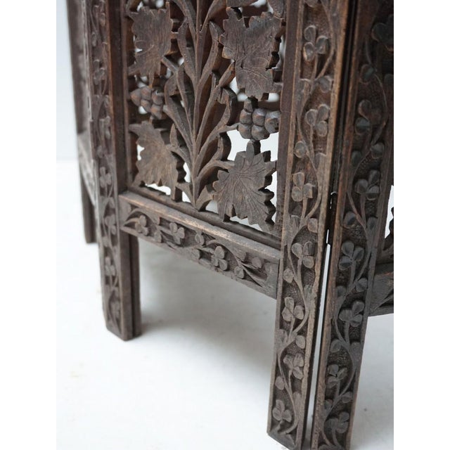 Brown Bohemian Eastern Anglo-Indian Hand Carved Wooden Octagonal Side Table, 1900s For Sale - Image 8 of 18