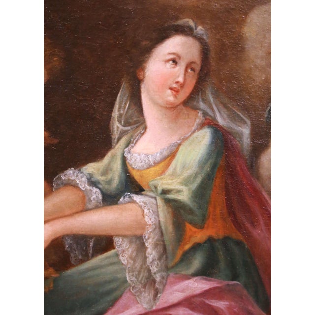 Wood 18th C. French Rococo Oil on Canvas Painting of Saint Cecilia in Giltwood Frame For Sale - Image 7 of 10