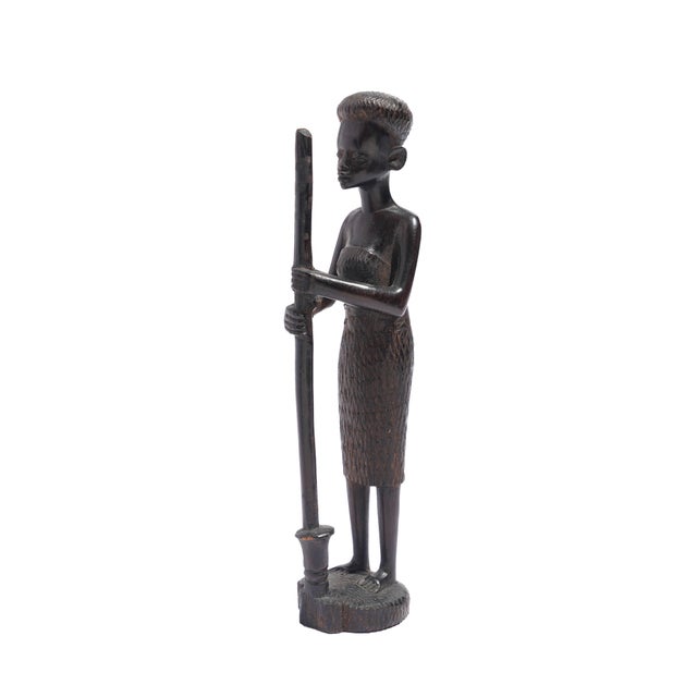 Mid 20th Century Carved Kenyan Ebony Village Figures, Set of Six, 1950-70 For Sale - Image 5 of 15