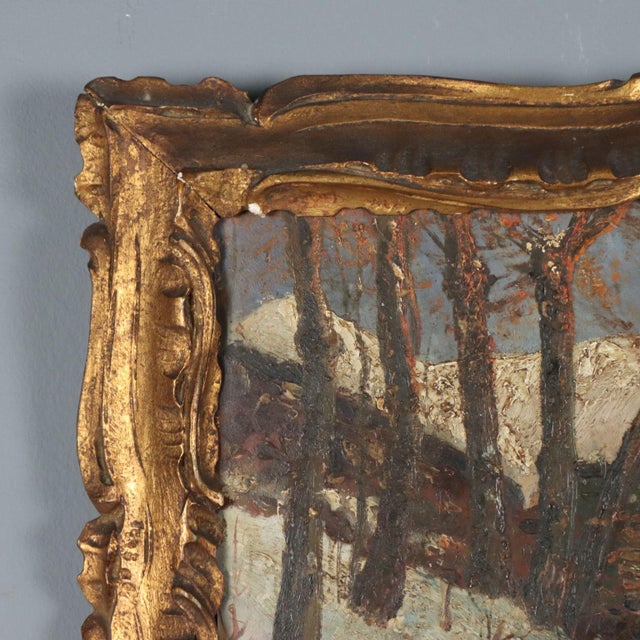 Vittorio Cajani, Winter Landscape, Oil on Panel, Framed For Sale - Image 7 of 9