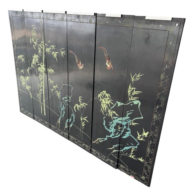 Gold Stunning Mid-20th Century Chinese Export Six-Panel Coromandel Screen For Sale - Image 8 of 11