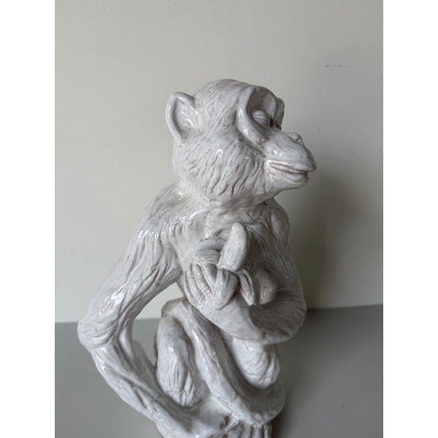 1960s 1960s Vintage Italian Palm Beach Style Glazed Terracotta Monkey Sculpture For Sale - Image 5 of 12