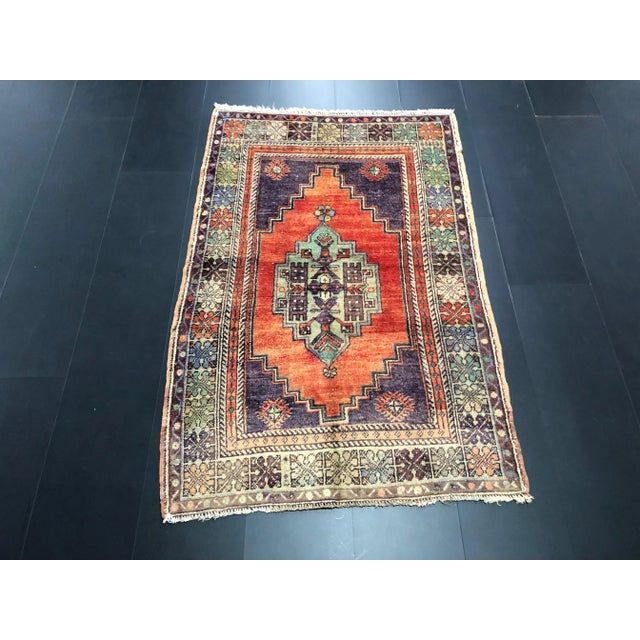 Boho Chic Vintage Turkish Anatolian Handmade Wool Multicolor Rug For Sale - Image 3 of 11