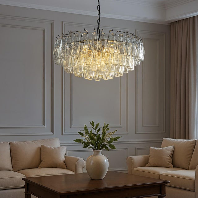Aloadecor Midcentury Modern Murano Glass Round Chandeliers With Handblown Glass in Aged Bronze For Sale - Image 4 of 7