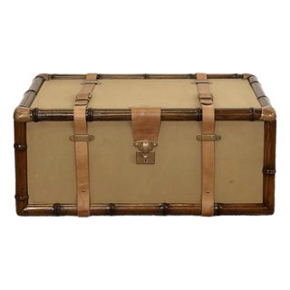 1992 Ralph Lauren Luanda Leather & Faux Bamboo Trunk For Sale