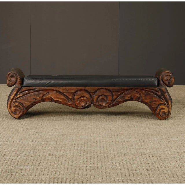 Vintage Mid-Century Tiki Polynesian Carved Wood Bench by Witco, 1960s For Sale In Los Angeles - Image 6 of 17