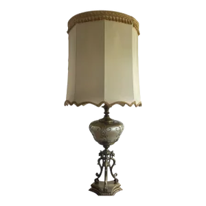 Vintage Hollywood Regency Boudoir Table Lamp With Figural Base & Porcelain Globe