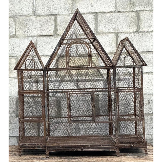 Vintage Monumental Architectural Wire Birdhouse For Sale - Image 4 of 12